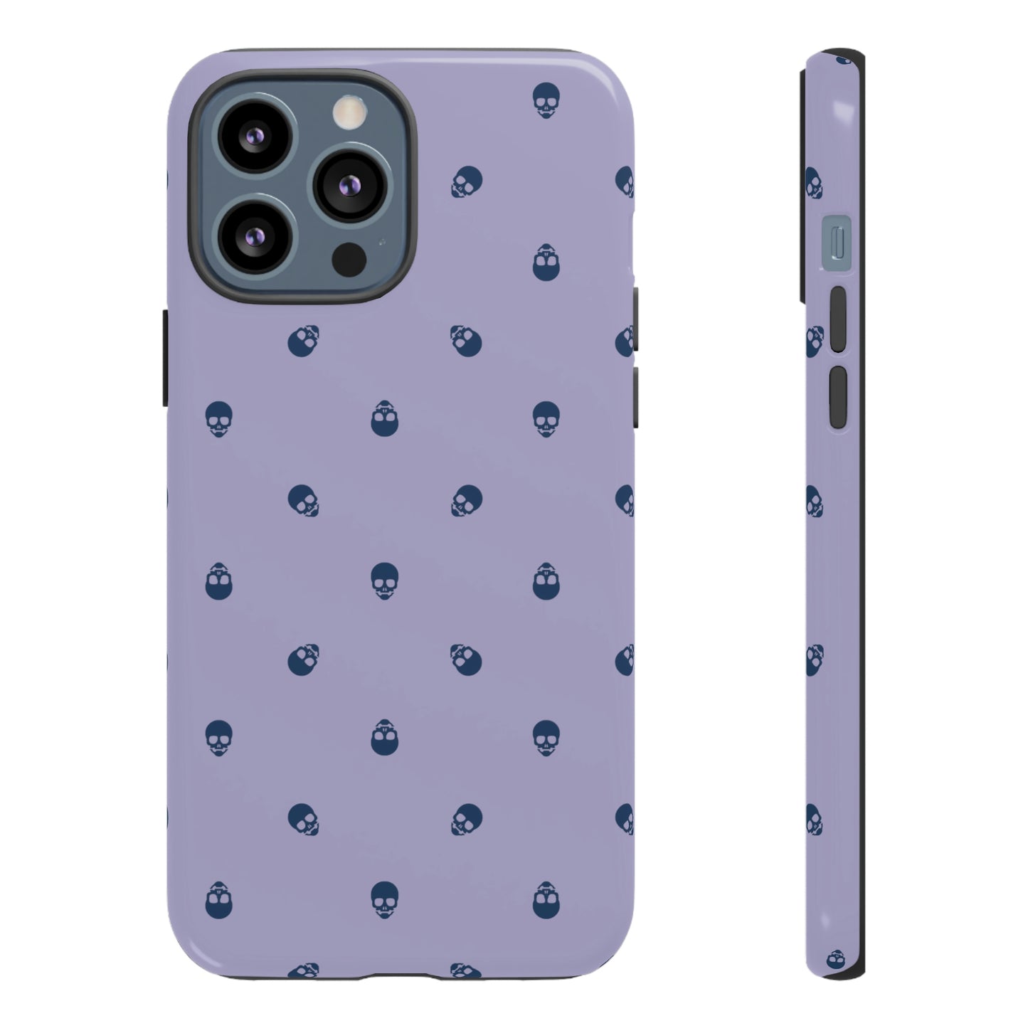 Tough Cases for Iphone, Samsung, Pixel - Lazuli Blue Skulls Pattern on Digital Lavender