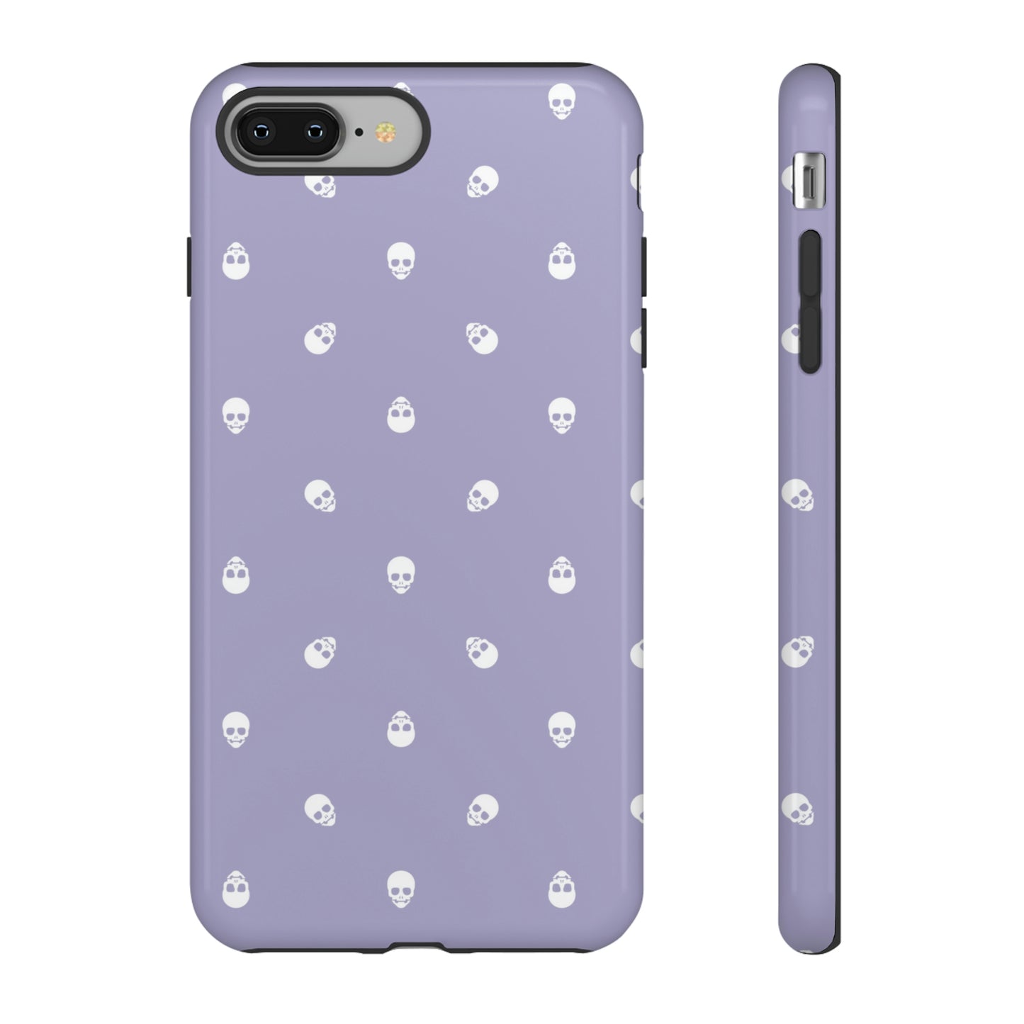 Tough Cases for Iphone, Samsung, Pixel - White Skulls Pattern on Digital Lavender