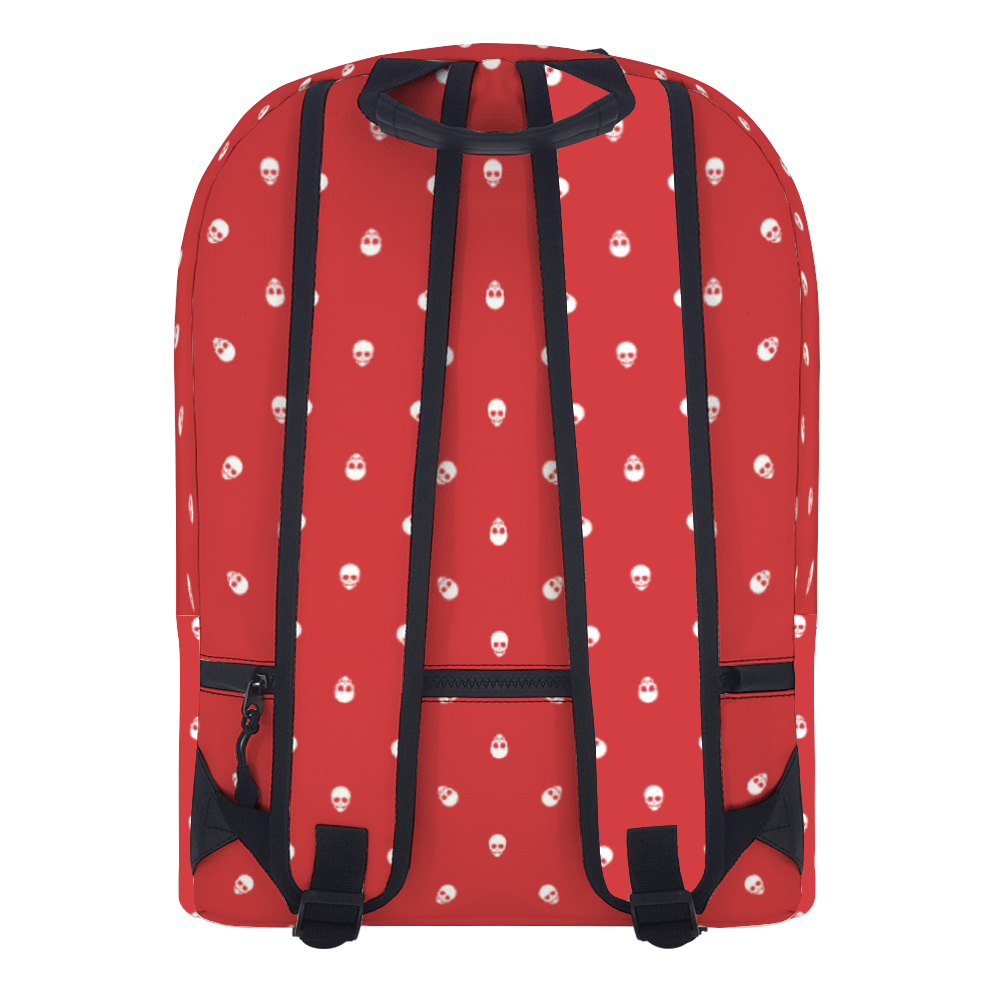 Backpack in Luscious Red with White Skull Pattern