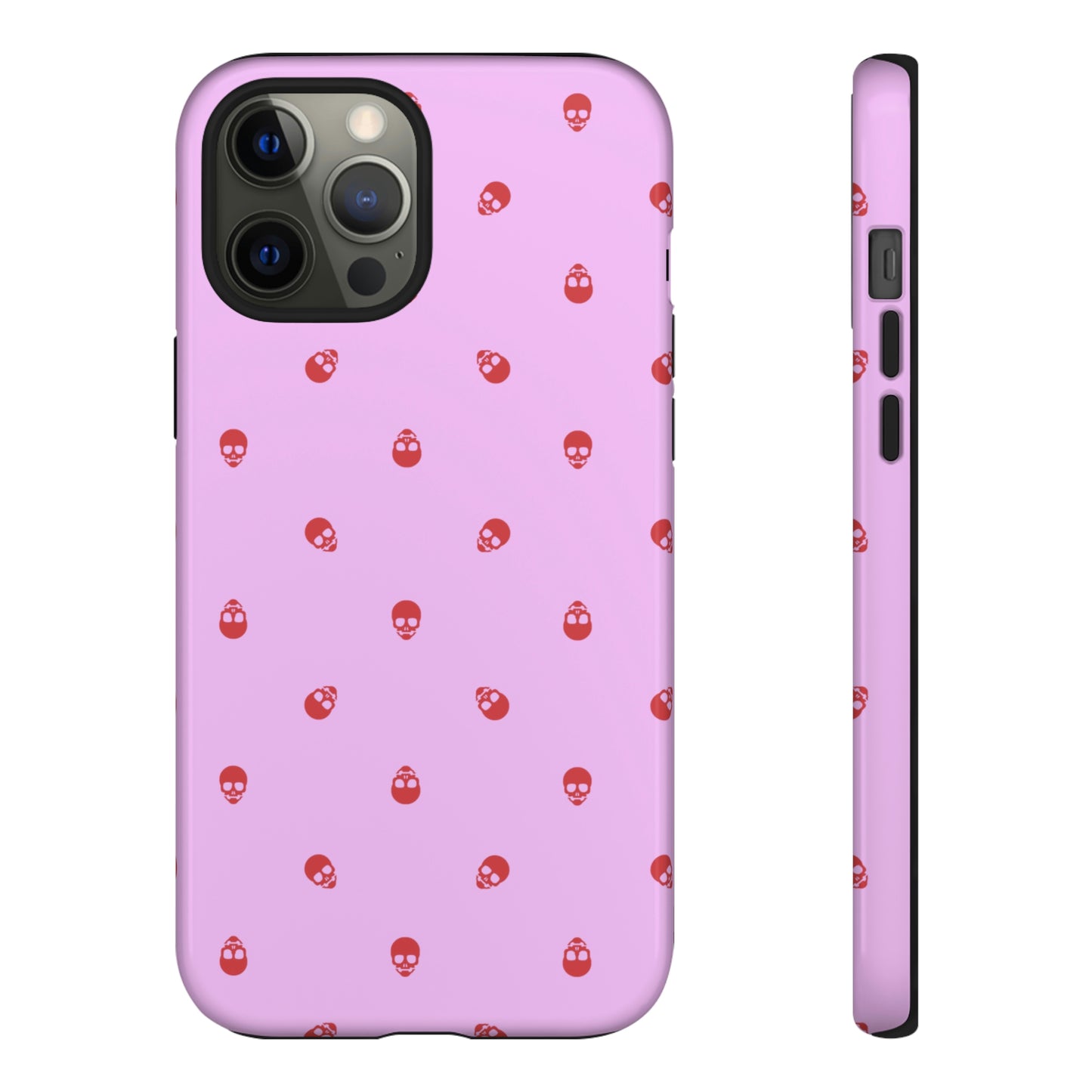 Tough Cases for Iphone, Samsung, Pixel - Luscious Red Skulls on Fondant Pink