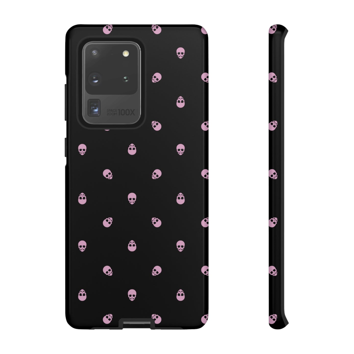 Tough Cases for Iphone, Samsung, Pixel - Fondant Pink Skulls Pattern on Black