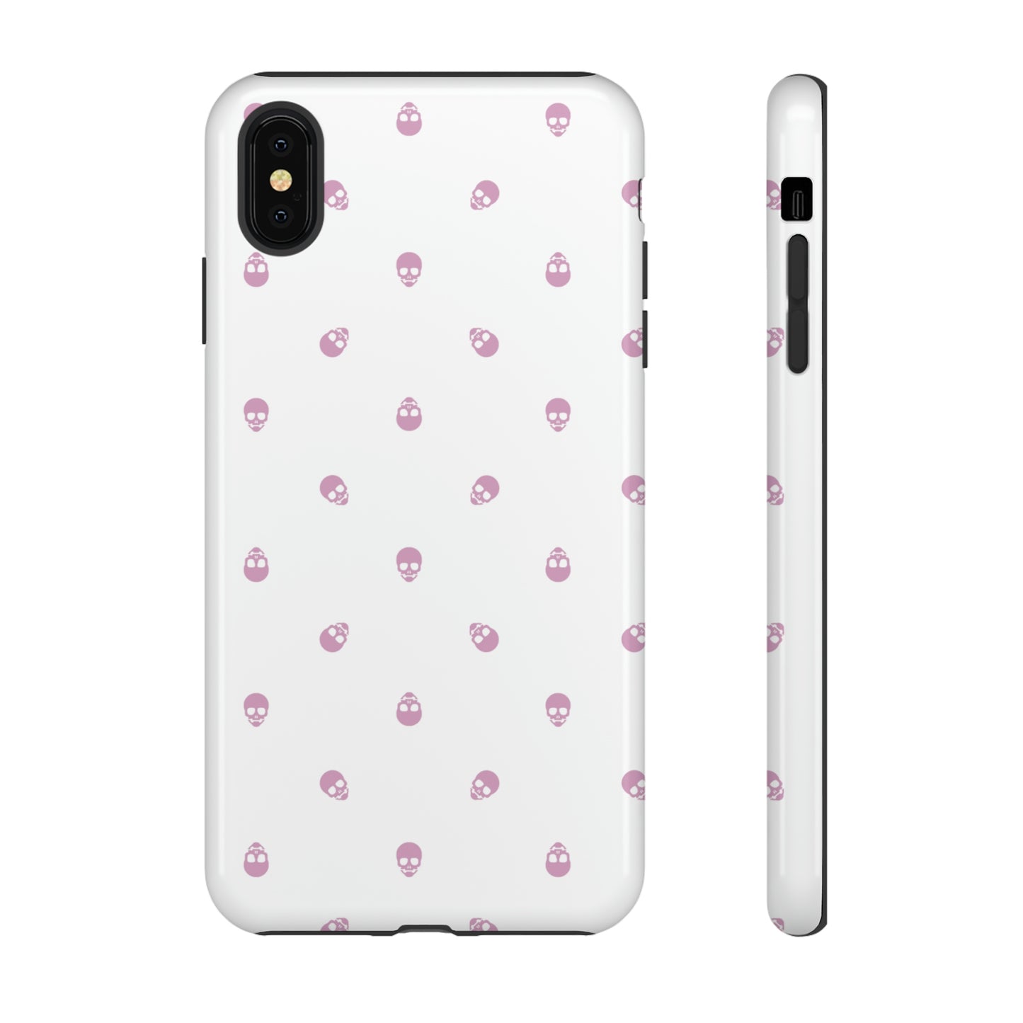 Tough Cases for Iphone, Samsung, Pixel - Fondant Pink Skull Pattern on White