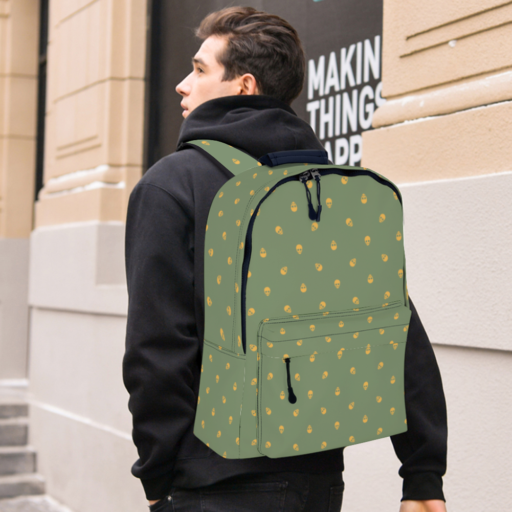 Backpack in Jade Green with Honeycomb Skull Pattern