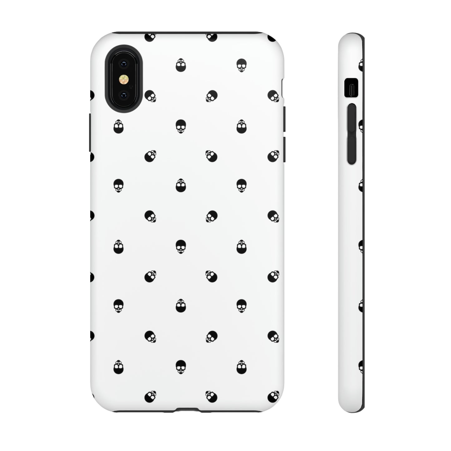 Tough Cases for Iphone, Samsung, Pixel - Black Skull Pattern on White