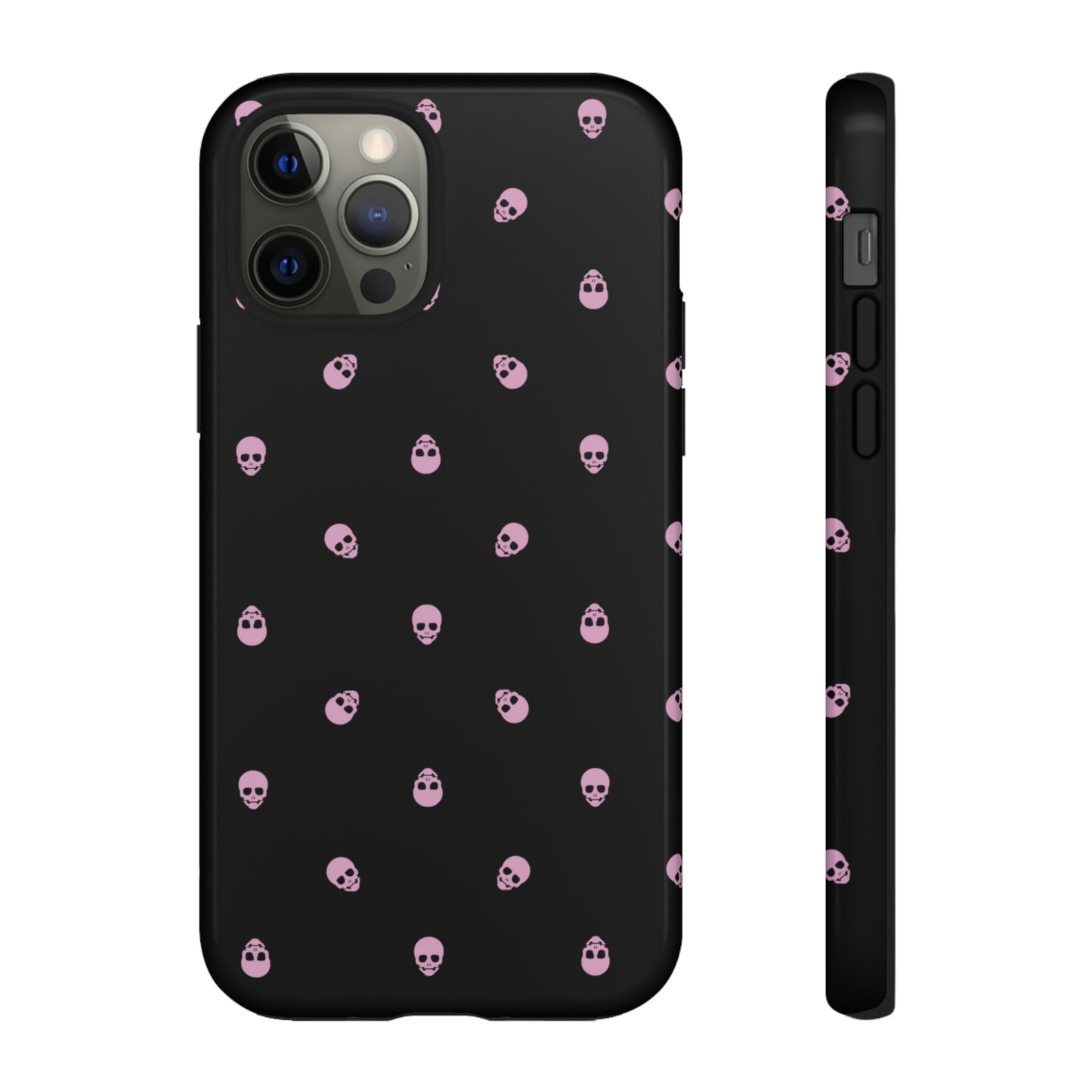 Tough Cases for Iphone, Samsung, Pixel - Fondant Pink Skulls Pattern on Black