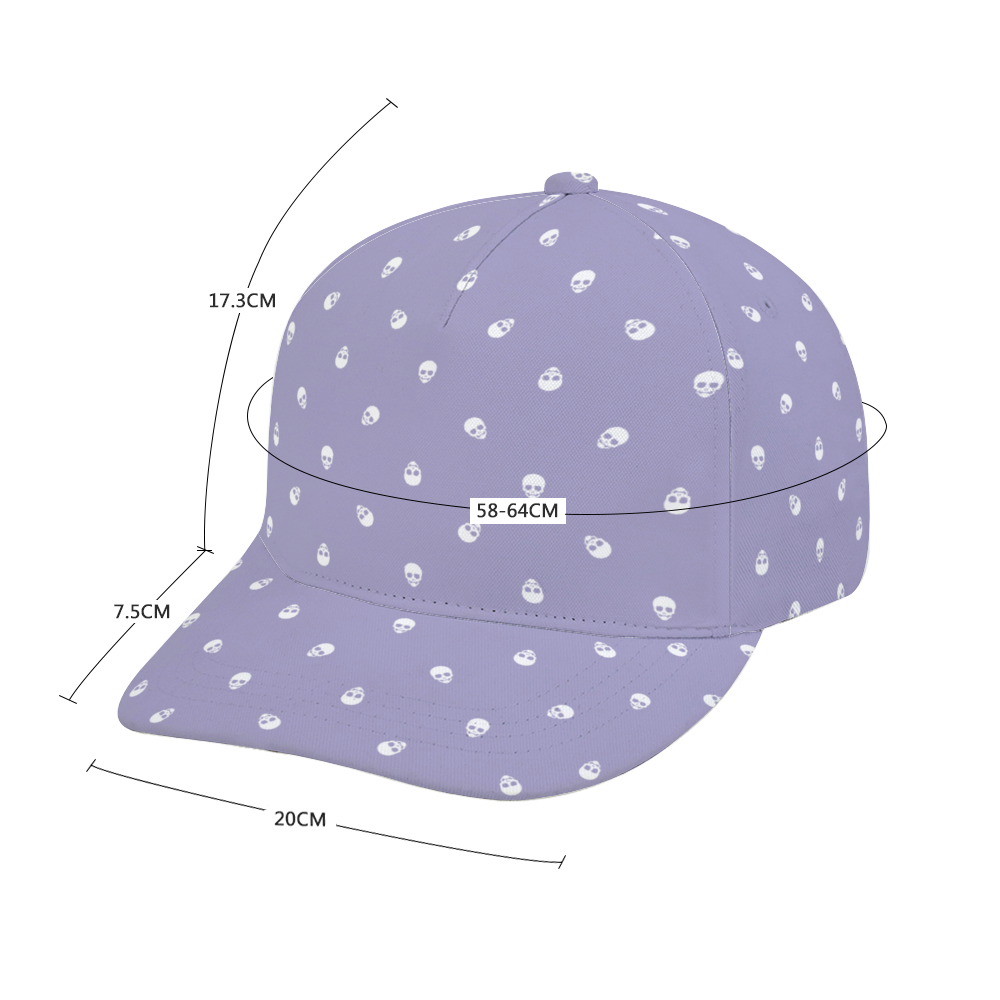 Digital Lavender with White Skulls Baseball Cap