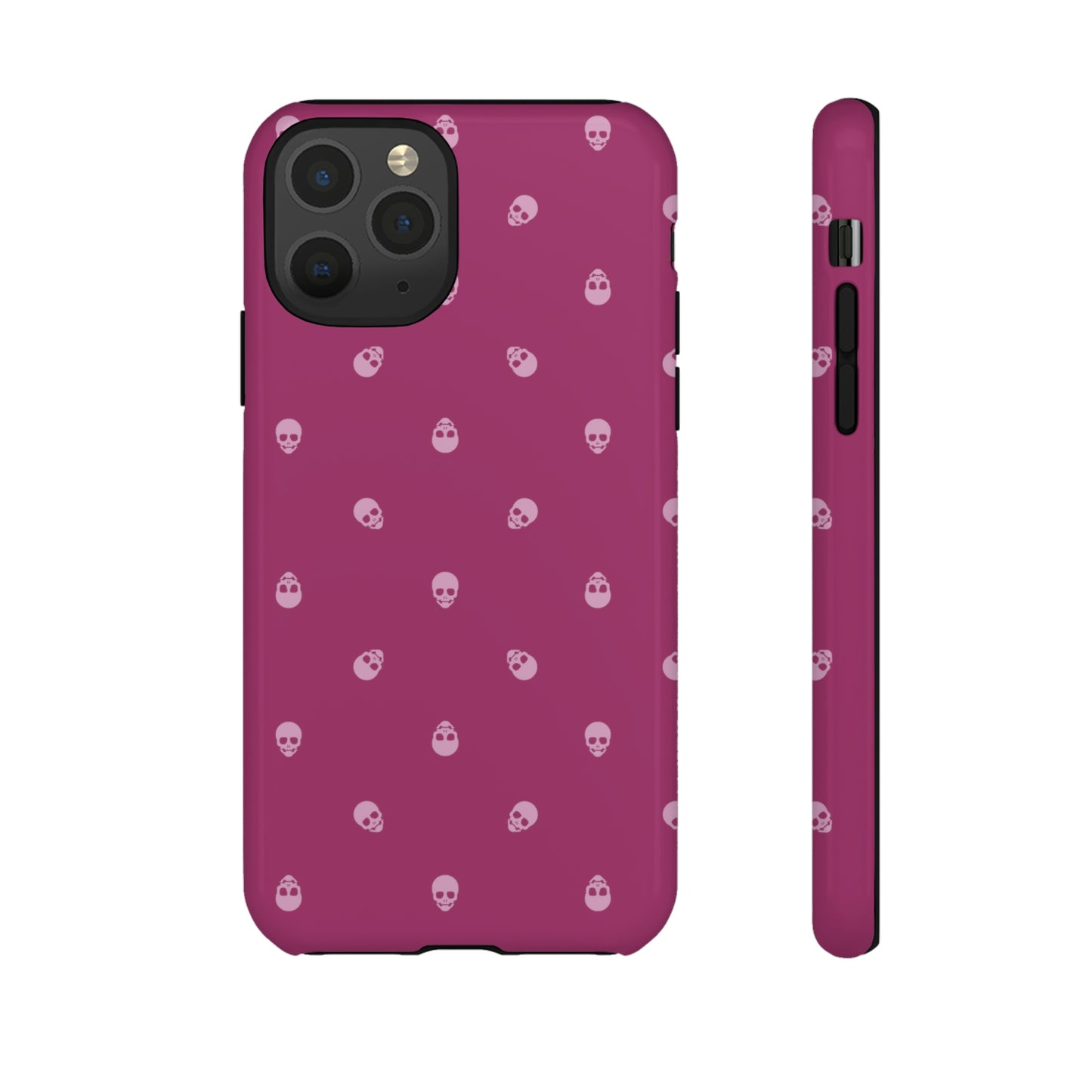 Tough Cases for Iphone, Samsung, Pixel - Fondant Pink Skulls Pattern on Orchid Flower