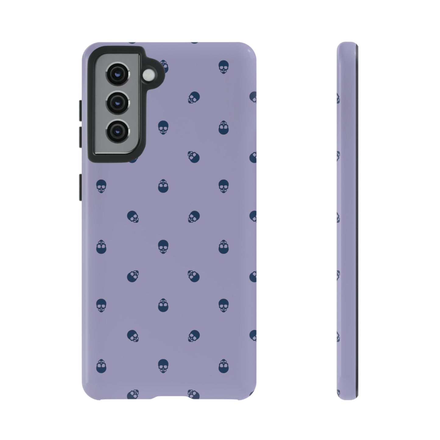 Tough Cases for Iphone, Samsung, Pixel - Lazuli Blue Skulls Pattern on Digital Lavender