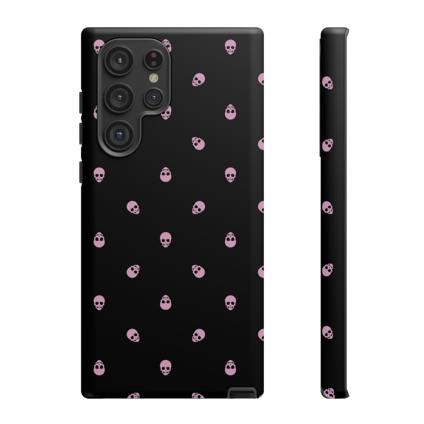 Tough Cases for Iphone, Samsung, Pixel - Fondant Pink Skulls Pattern on Black