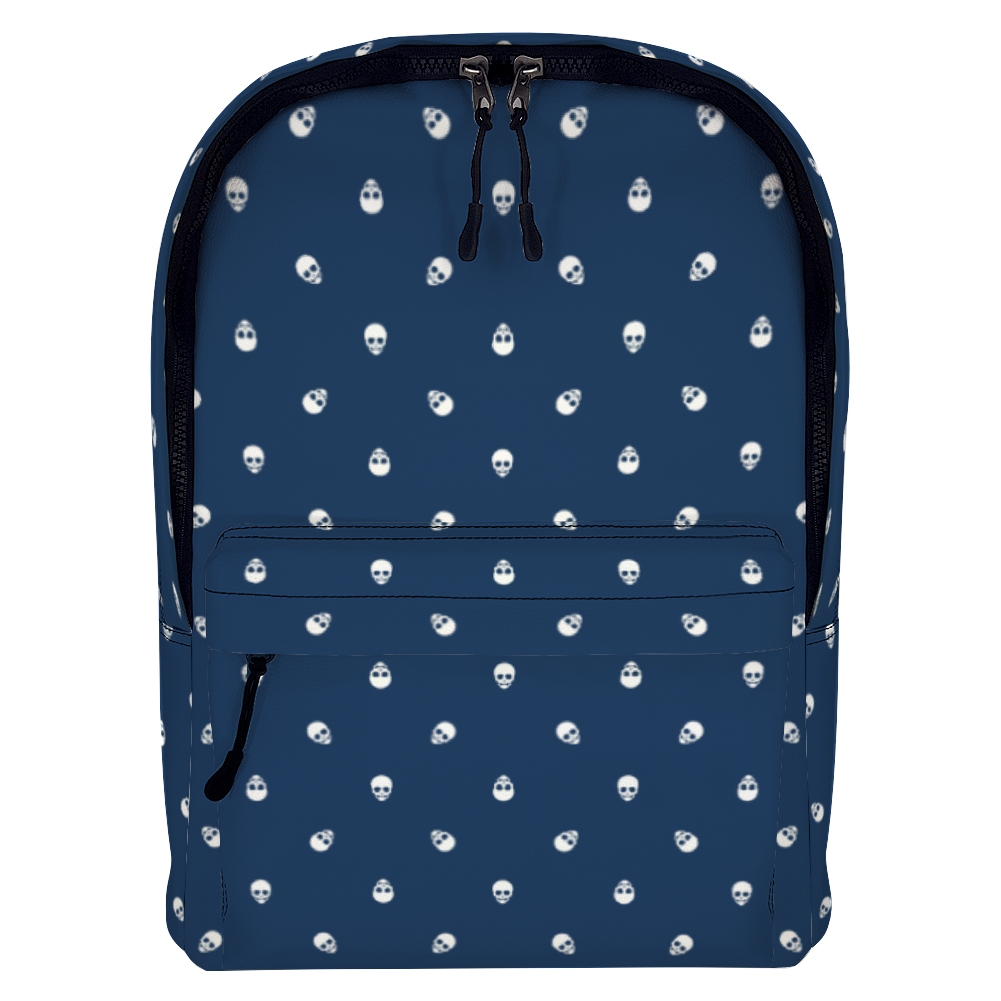 Backpack in Lazuli Blue with White Skull Pattern