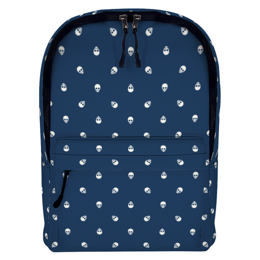 Backpack in Lazuli Blue with White Skull Pattern