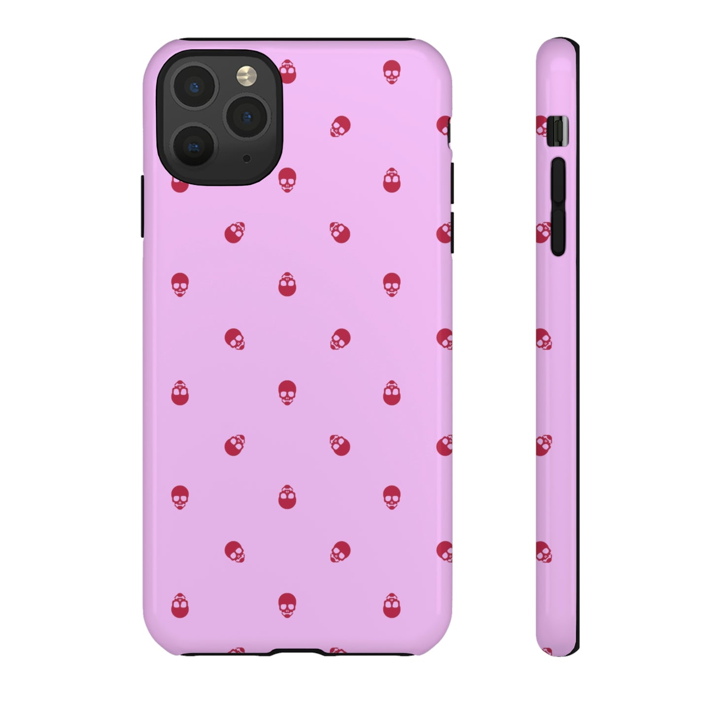 Tough Cases for Iphone, Samsung, Pixel - Viva Magenta Skulls Pattern on Fondant Pink