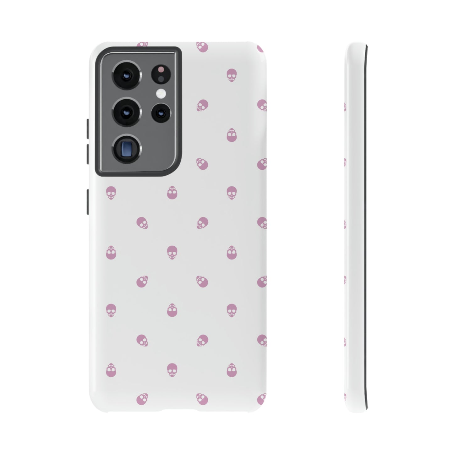 Tough Cases for Iphone, Samsung, Pixel - Fondant Pink Skull Pattern on White