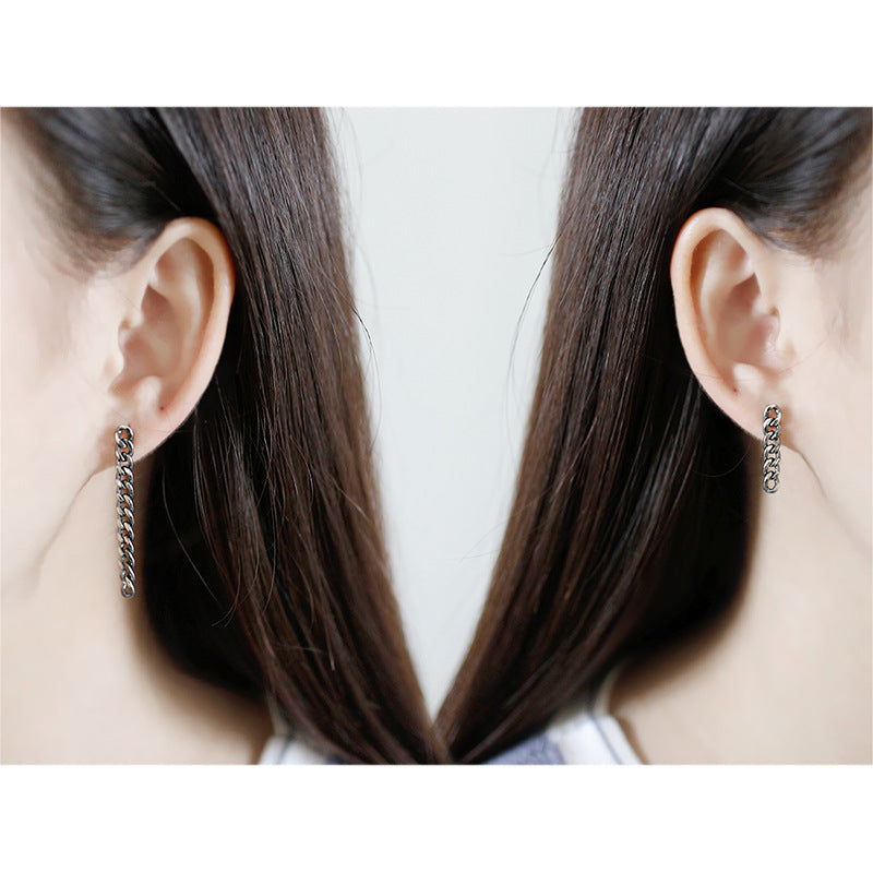 925 Silver Assymetric Chain Earrings