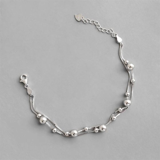 925 Silver Double Chain Bracelet