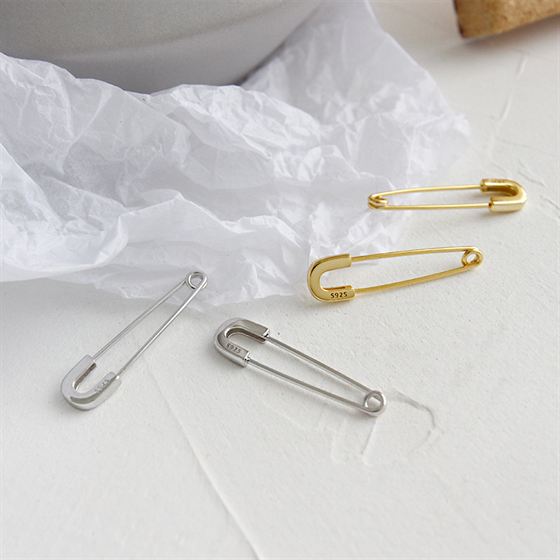 925 Silver Safety Pin Earrings