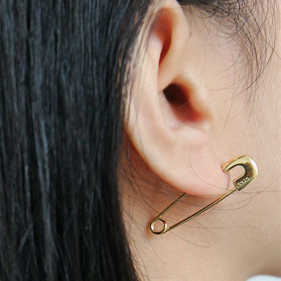 925 Silver Safety Pin Earrings