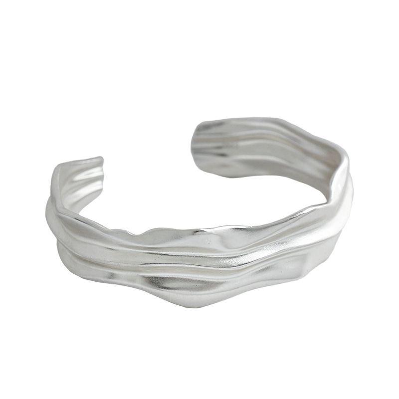 925 Silver Irregular Folds Bangle