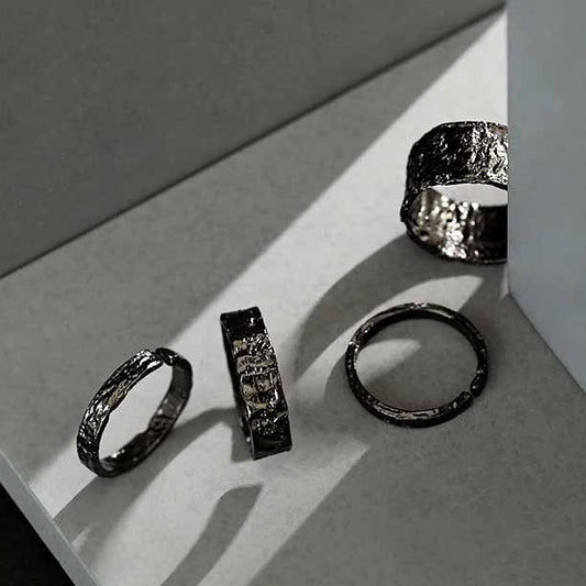 Sterling Silver Adjustable Rings with Black Gold Overlay - A sophisticated and versatile addition to your jewelry collection, perfect for making a statement.