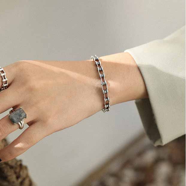 925 Silver Bike Chain Bracelet