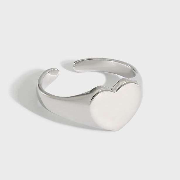 925 Silver Solid Heart Ring