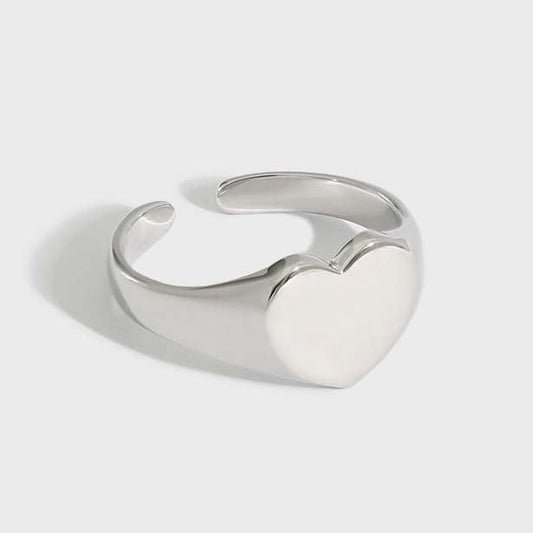 925 Silver Solid Heart Ring