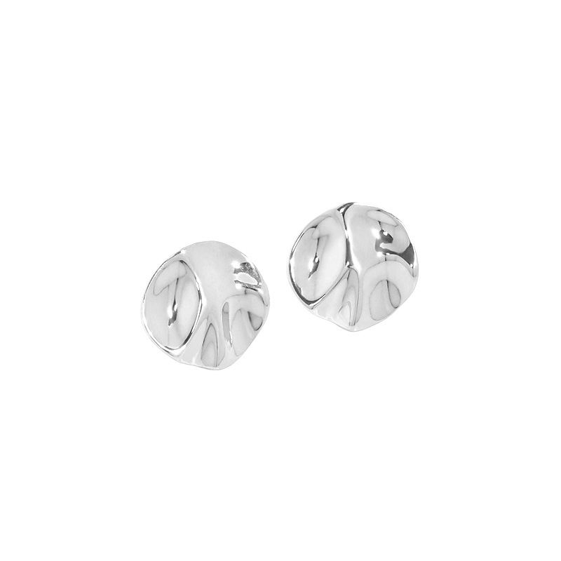 925 Silver Wavey Coin Stud Earrings