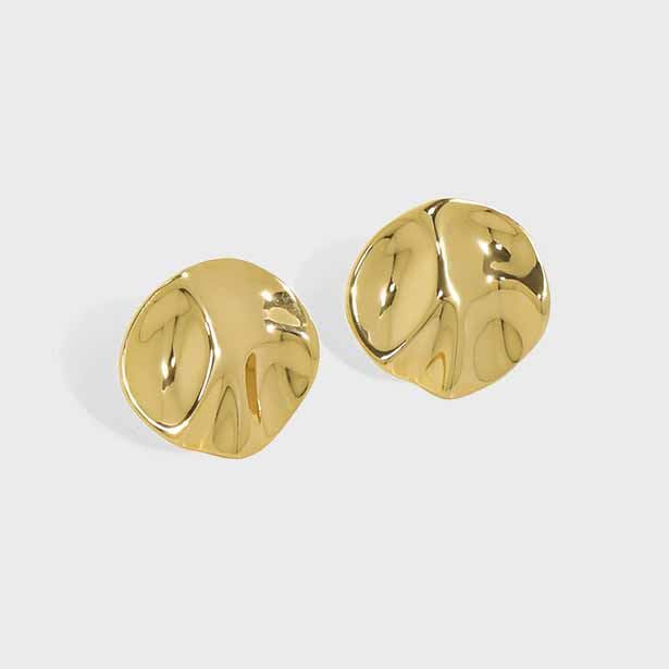 925 Silver Wavey Coin Stud Earrings