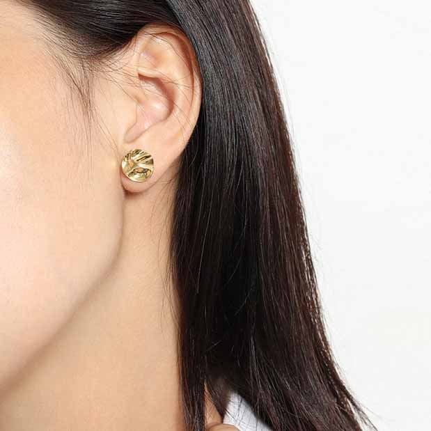 925 Silver Wavey Coin Stud Earrings