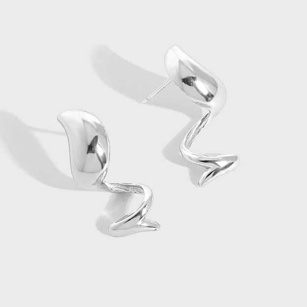 925 Silver Liquid Swirl Earrings