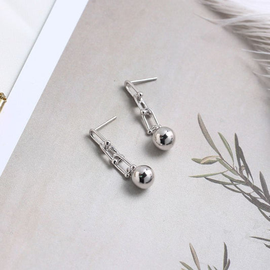 925 Silver Ball & Chain Earrings