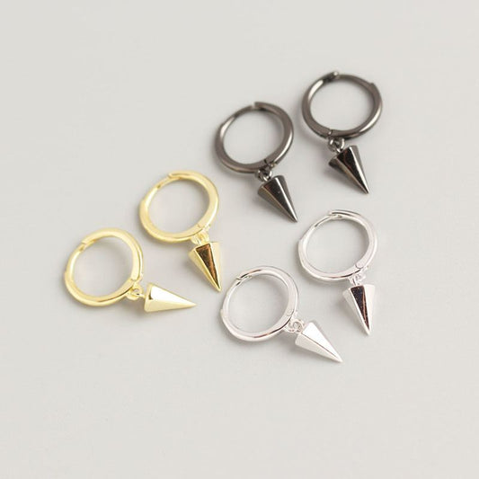 Spike Hoop Earrings in Vermeil, Rhodium or Black Gold Plating over 925 Sterling Silver