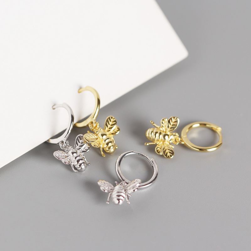 925 Silver Honey Bee Earrings