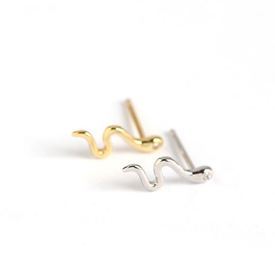 Serpentine Chic: Sleek 925 Sterling Silver Snake Stud Earrings