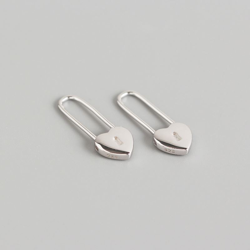 925 Silver Heart Lock Earrings