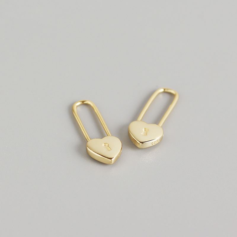 925 Silver Heart Lock Earrings