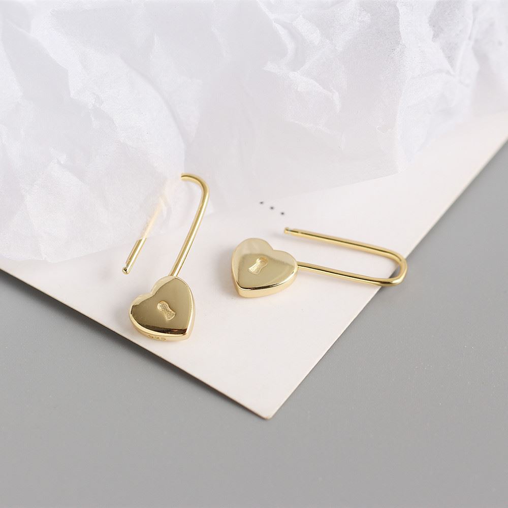 925 Silver Heart Lock Earrings