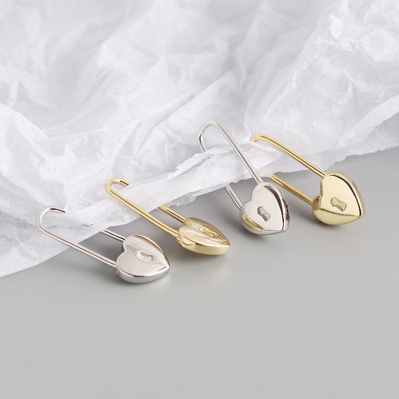 925 Silver Heart Lock Earrings