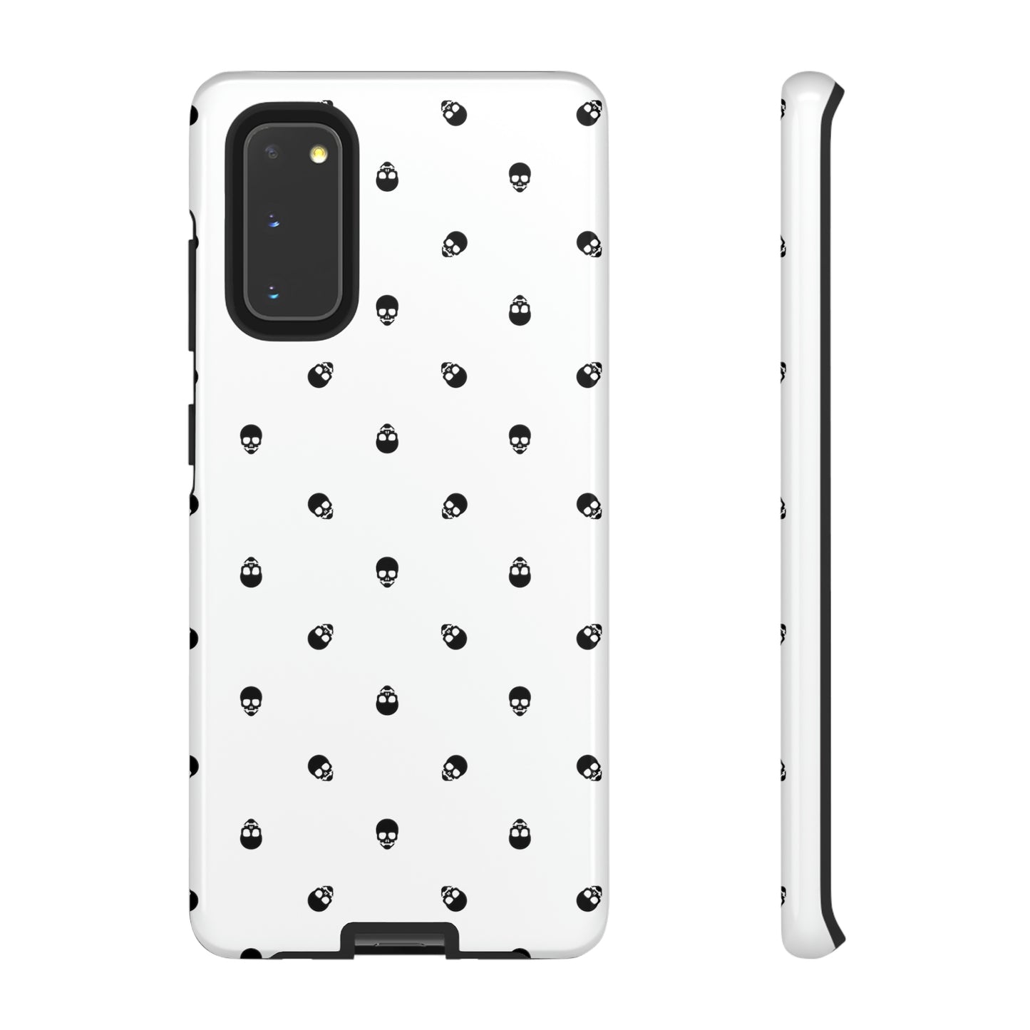 Tough Cases for Iphone, Samsung, Pixel - Black Skull Pattern on White