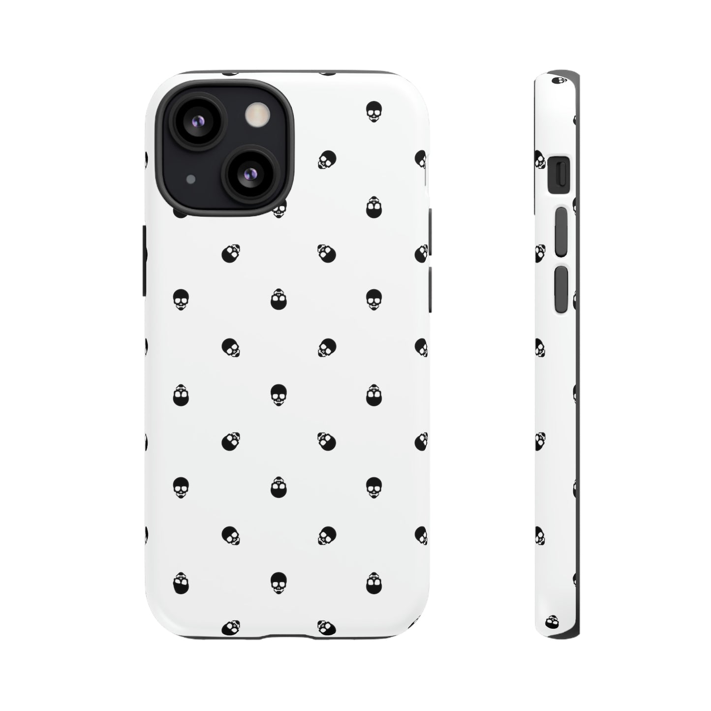 Tough Cases for Iphone, Samsung, Pixel - Black Skull Pattern on White