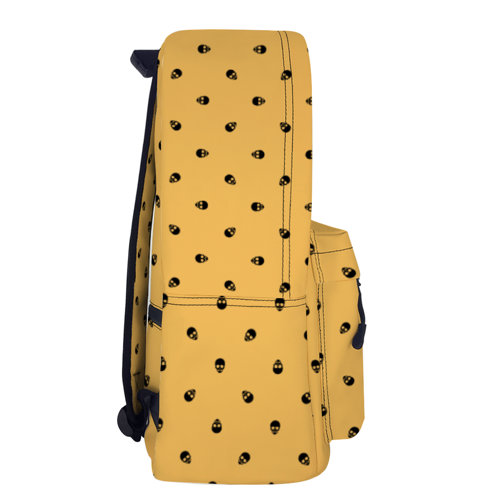 Backpack in Honeycomb with Black Skull Pattern