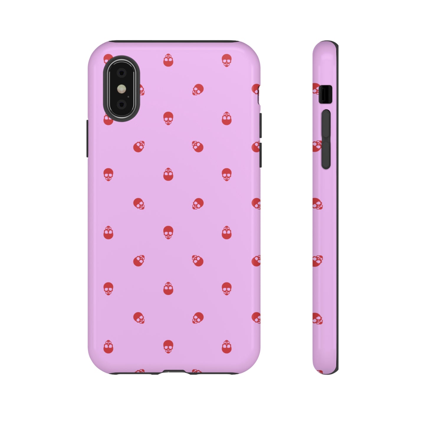 Tough Cases for Iphone, Samsung, Pixel - Luscious Red Skulls on Fondant Pink