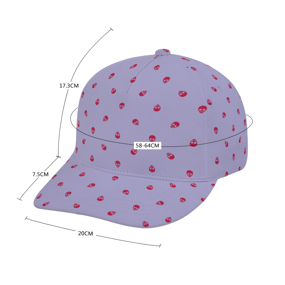 Digital Lavender with Orchid Flower Skulls Baseball Cap