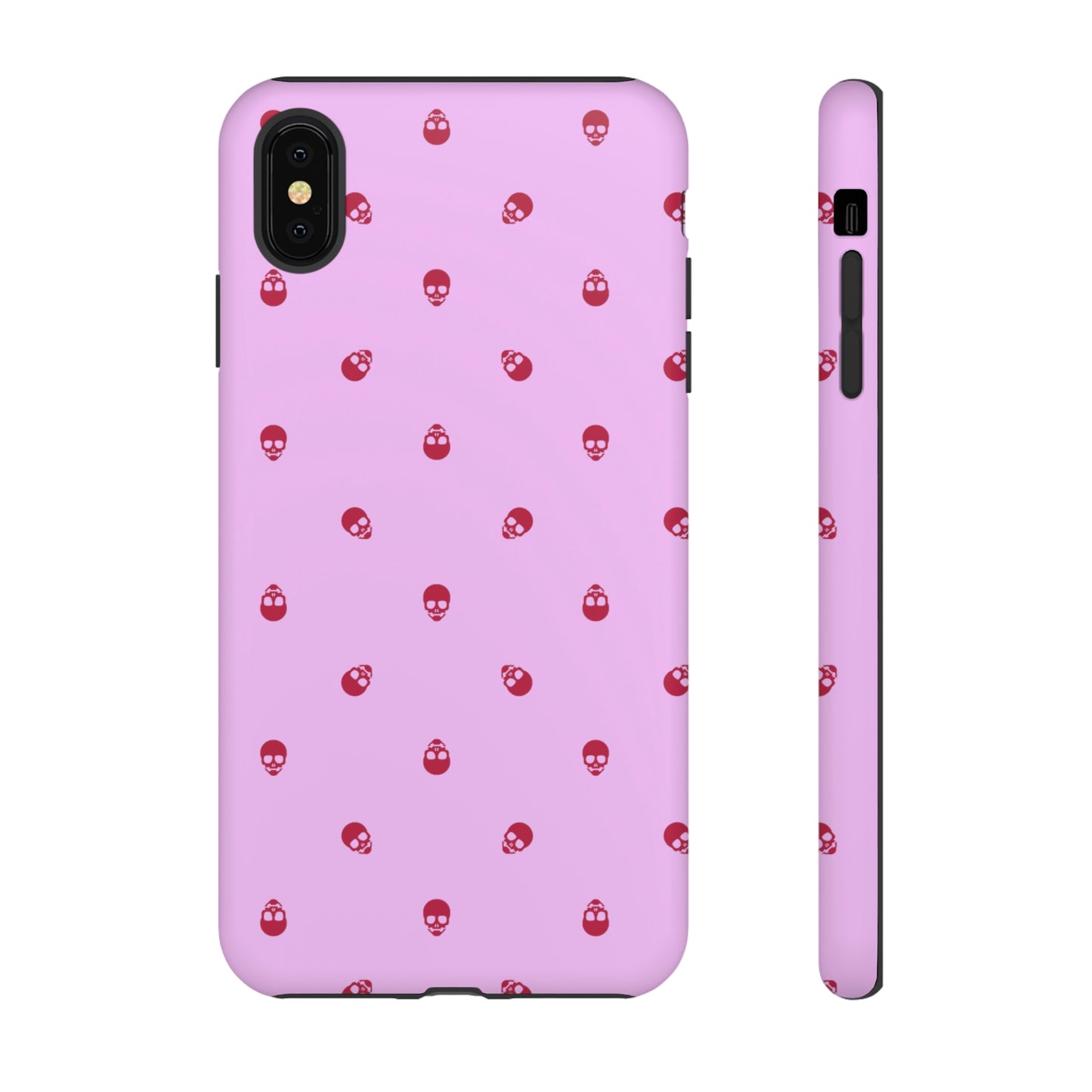 Tough Cases for Iphone, Samsung, Pixel - Viva Magenta Skulls Pattern on Fondant Pink