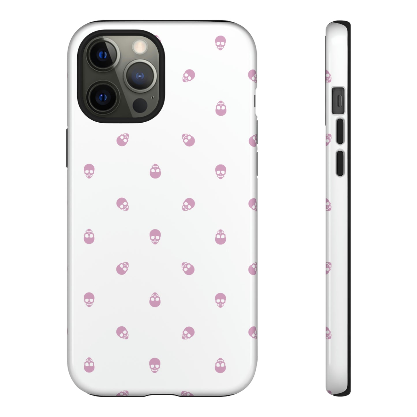 Tough Cases for Iphone, Samsung, Pixel - Fondant Pink Skull Pattern on White