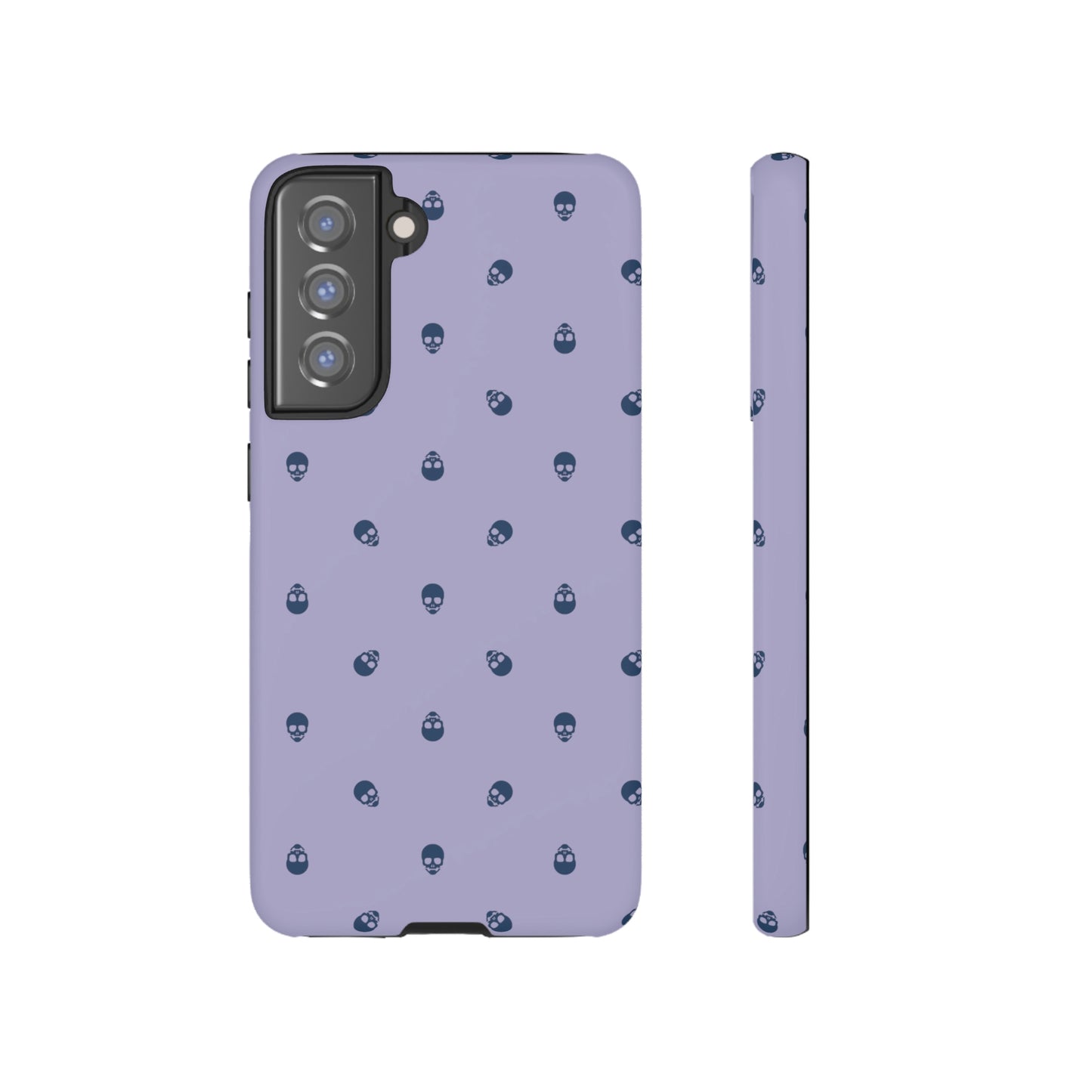 Tough Cases for Iphone, Samsung, Pixel - Lazuli Blue Skulls Pattern on Digital Lavender