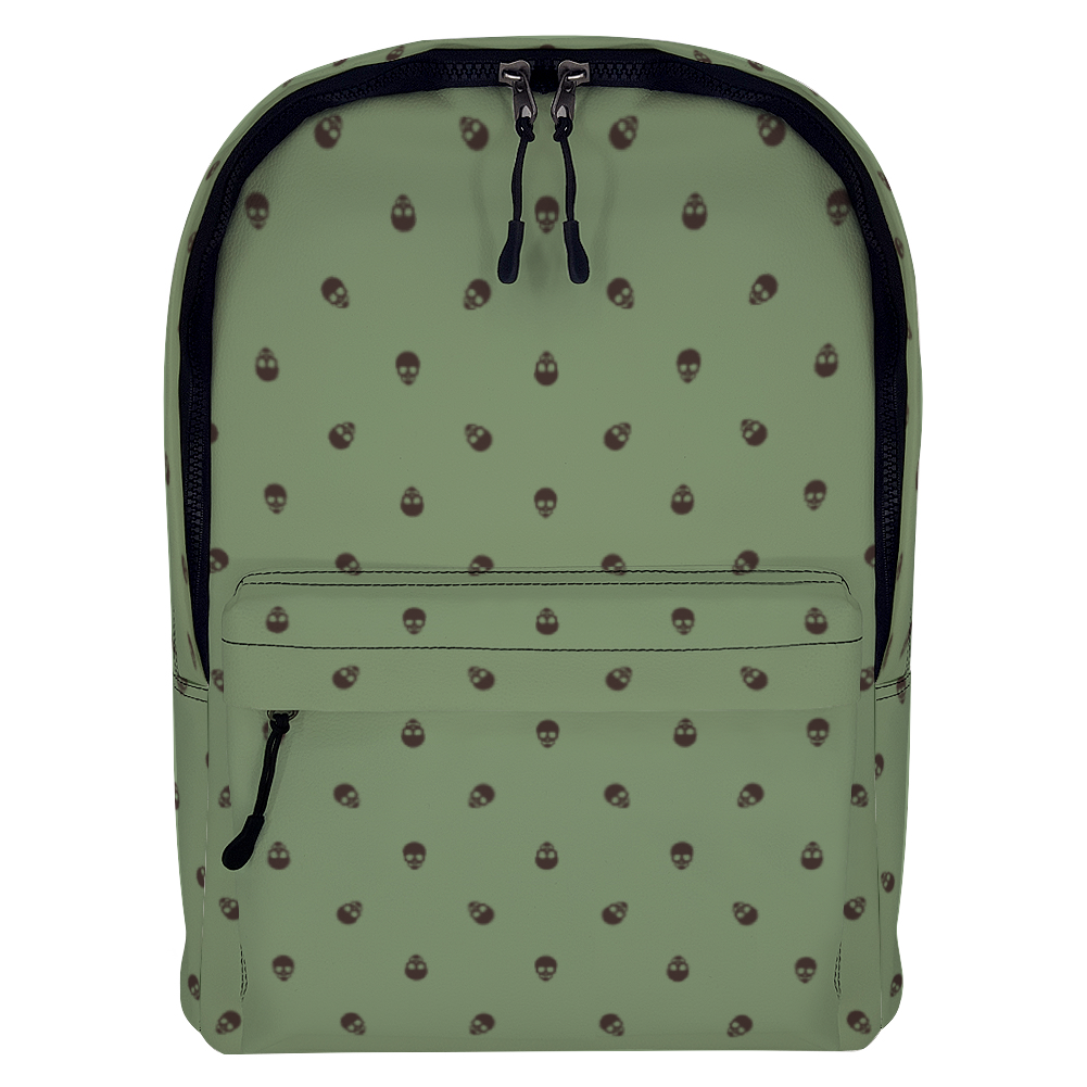 Backpack in Jade Green with Dark Oak Skull Pattern