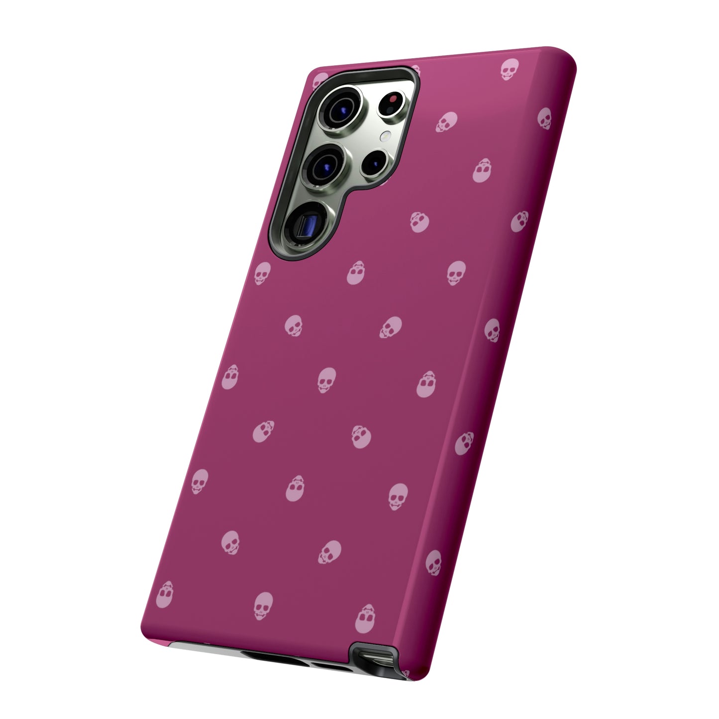 Tough Cases for Iphone, Samsung, Pixel - Fondant Pink Skulls Pattern on Orchid Flower