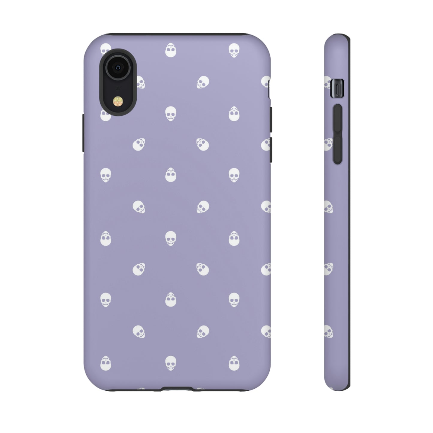 Tough Cases for Iphone, Samsung, Pixel - White Skulls Pattern on Digital Lavender