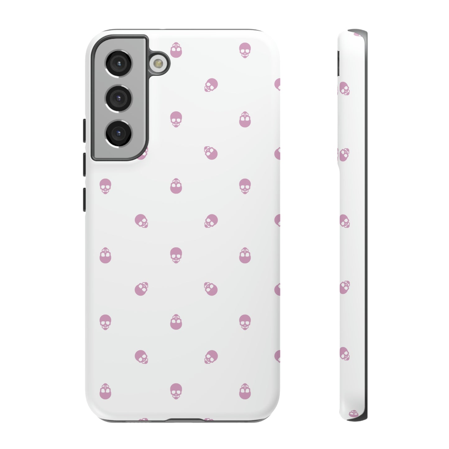 Tough Cases for Iphone, Samsung, Pixel - Fondant Pink Skull Pattern on White